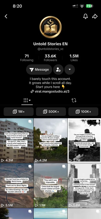 A TikTok account grown with the auto poster
